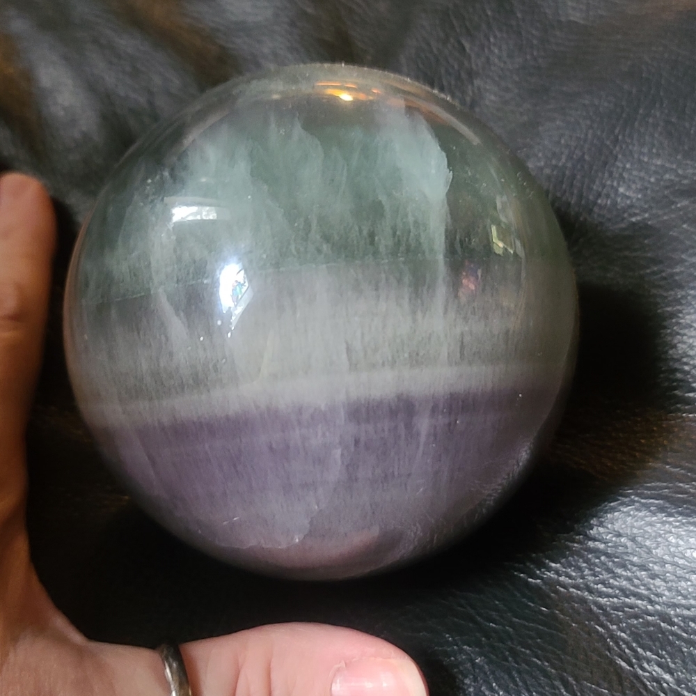 Beautiful rainbow Fluorite sphere #1 more than 8" diameter! - Picture 7 of 11